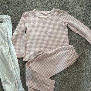 Bonus 2 leggings🎁100% cotton Pink Checkered girls Pajamas size 4-5Y 120cm